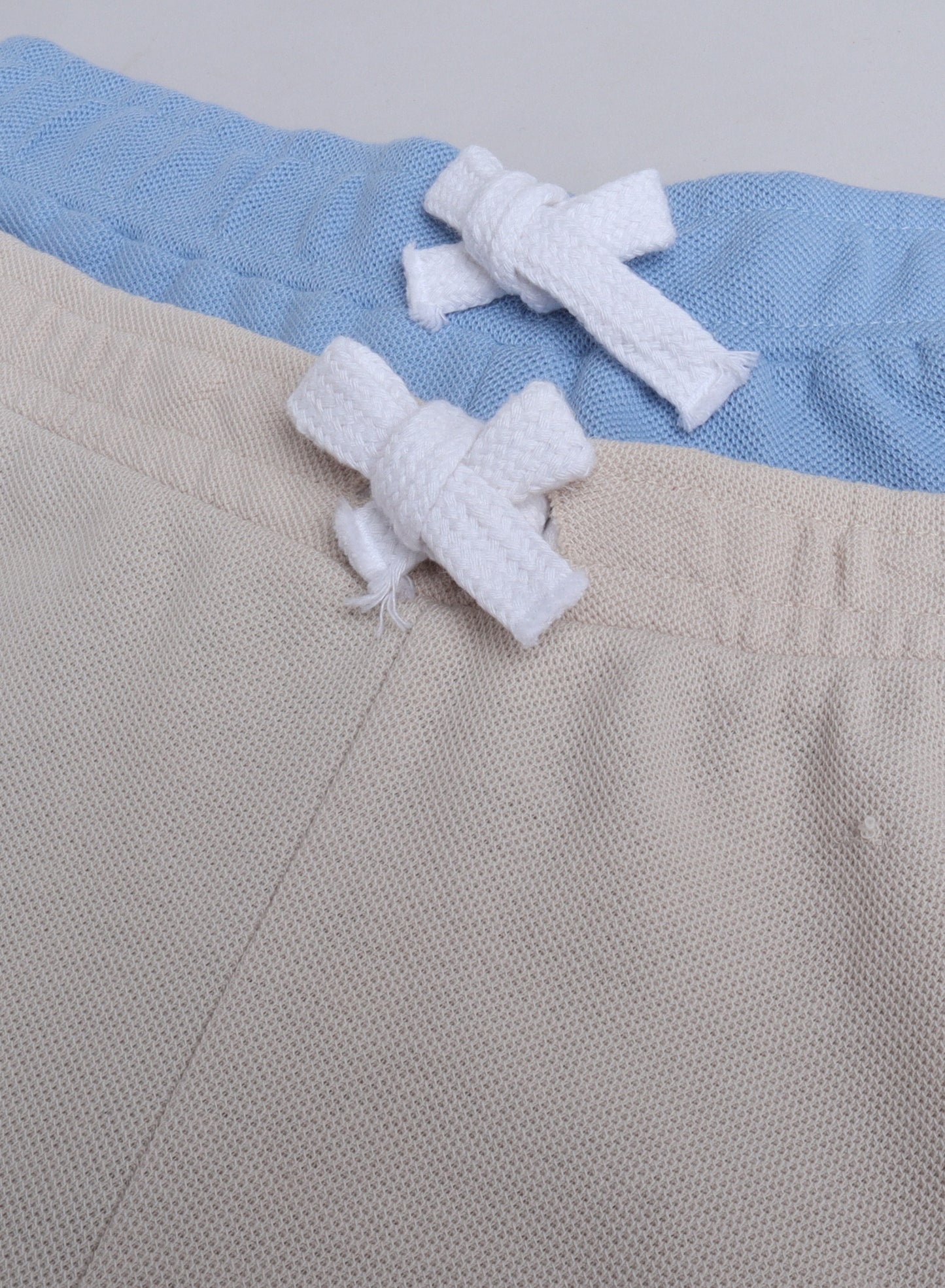 Victor and Jane Junior Boys' Slogan Print Shorts Solid , Lace-Up and Elasticated Waist - Beige and Light Blue- Pack of 2