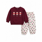 Girls 3-Piece Set – Sweatshirt, Printed Pants & Headband