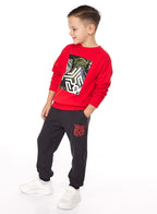 Boys' 2-Piece Sweatshirt And Jogger Set Red-Navy