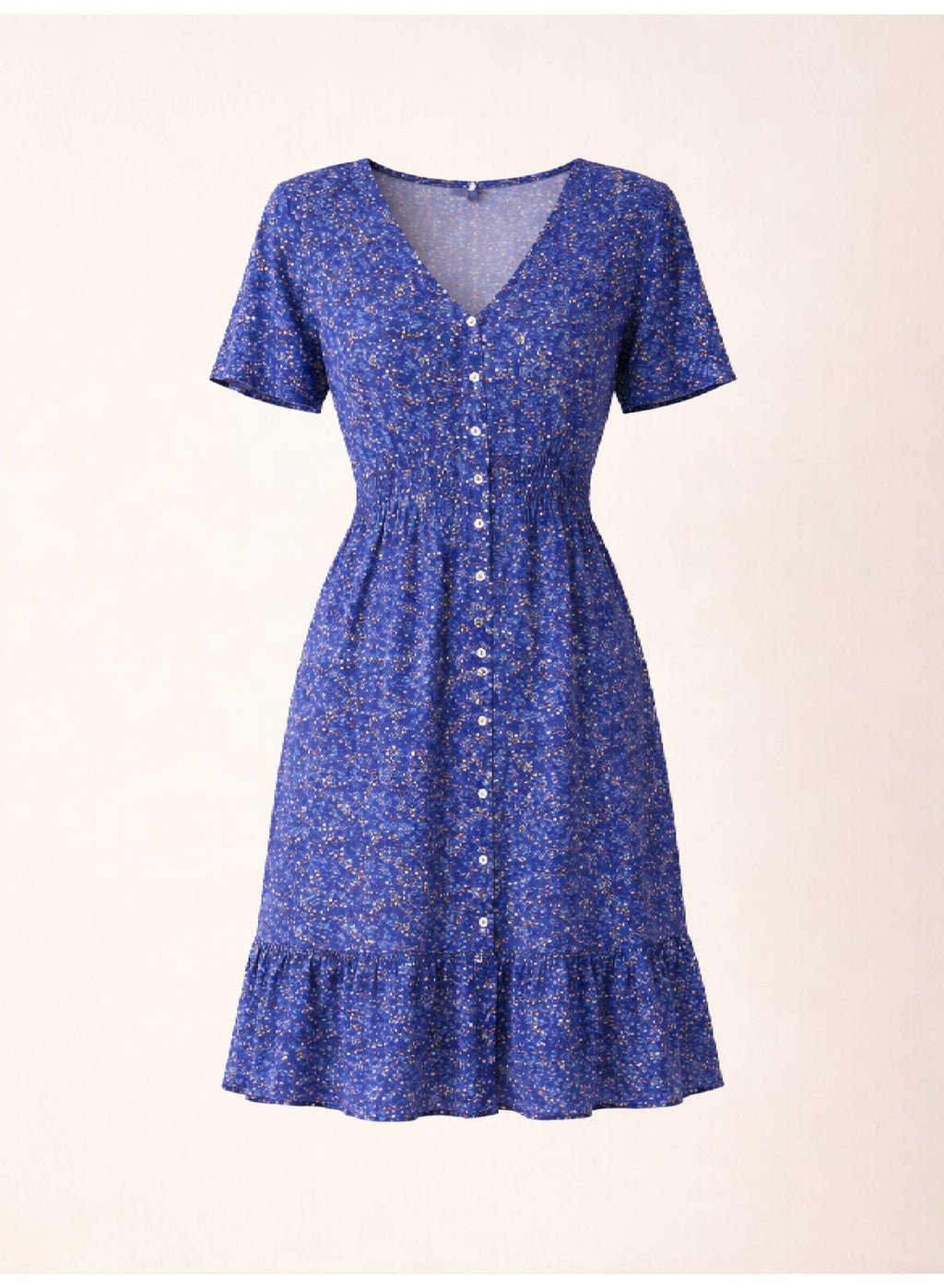 Abstract Printed Mini Dress With V-Neck