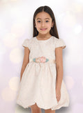 Girls Elegant Gold Jacquard Party Dress