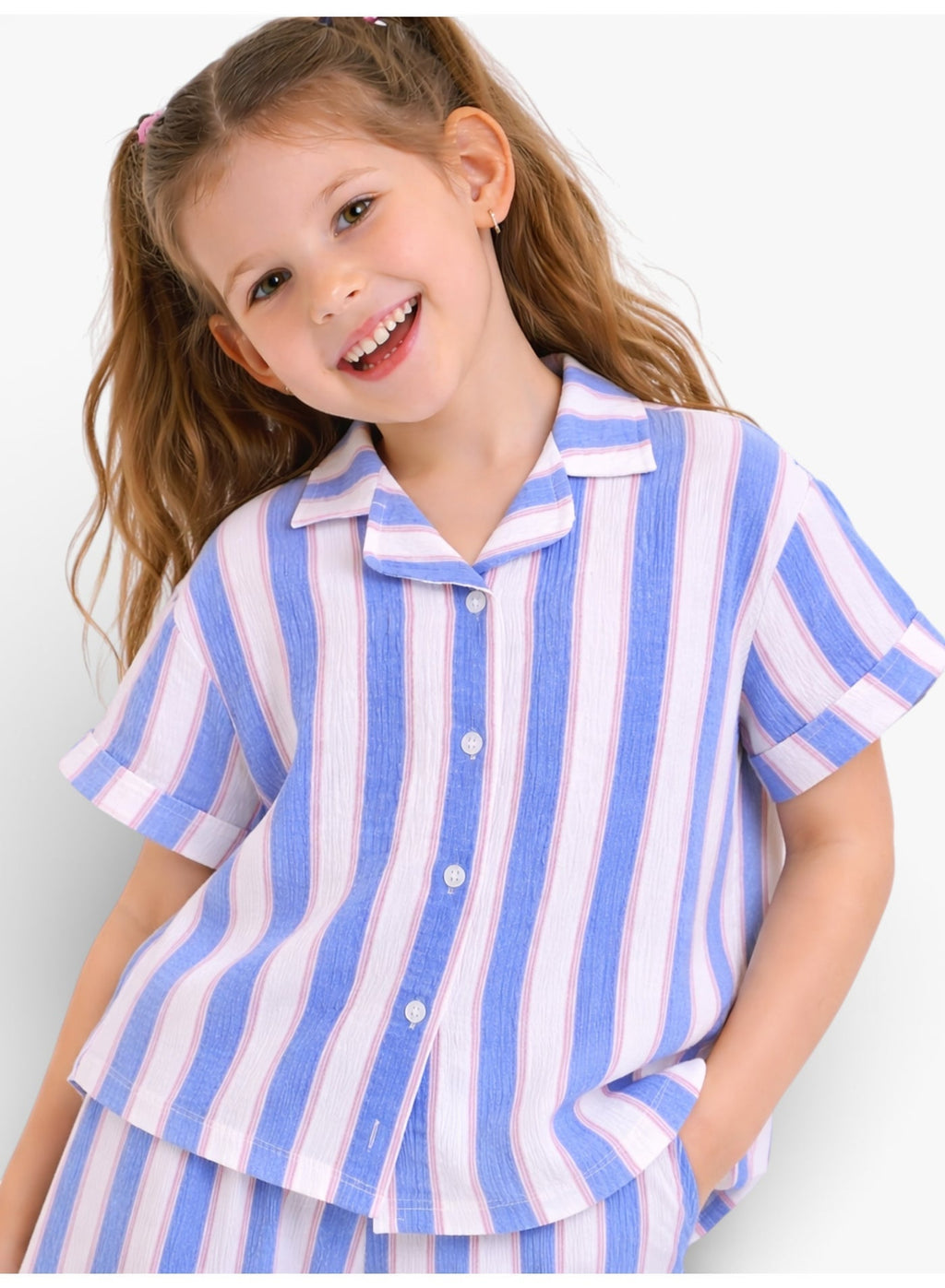Girls Striped Shirt Pants Set