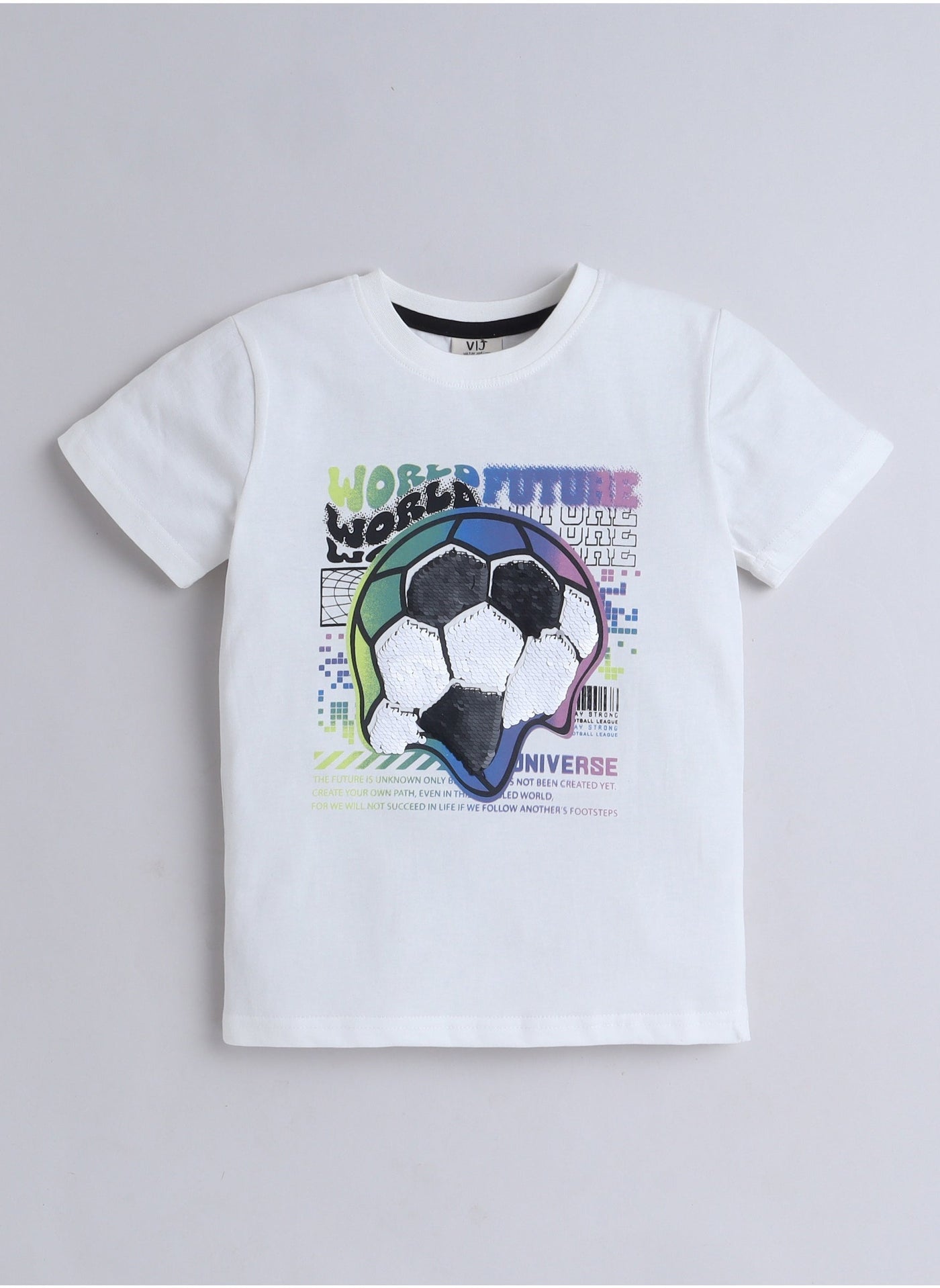 Victor and Jane JR Boys' 2PC Set, "Game On" Football Theme, 100% Cotton Summer Wear for Active Junior Boys, Off White Colour 2-3YRS