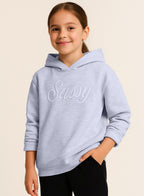 Œsassy Soul” Girls' Graphic Hoodie “ Heather Grey | 100% Cotton Fleece |