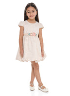 Girls Elegant Gold Jacquard Party Dress