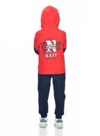 Boys' 2-Piece Full Zipper Hoodie And Jogger Set Red And Navy