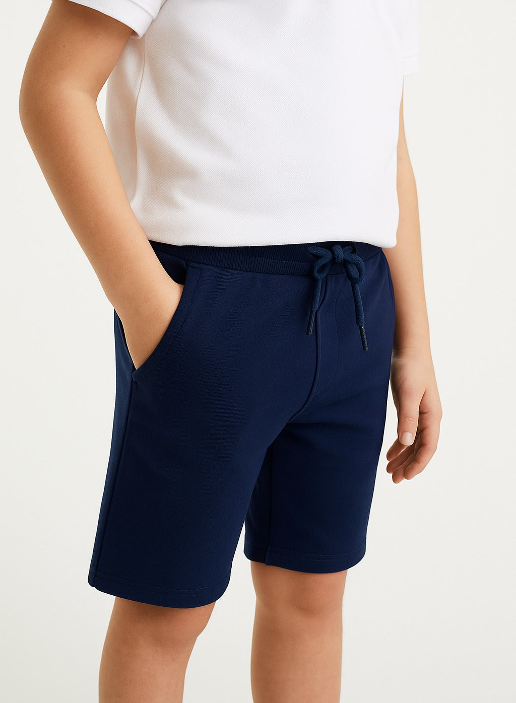 Kids French Terry 100% Cotton Shorts - Navy