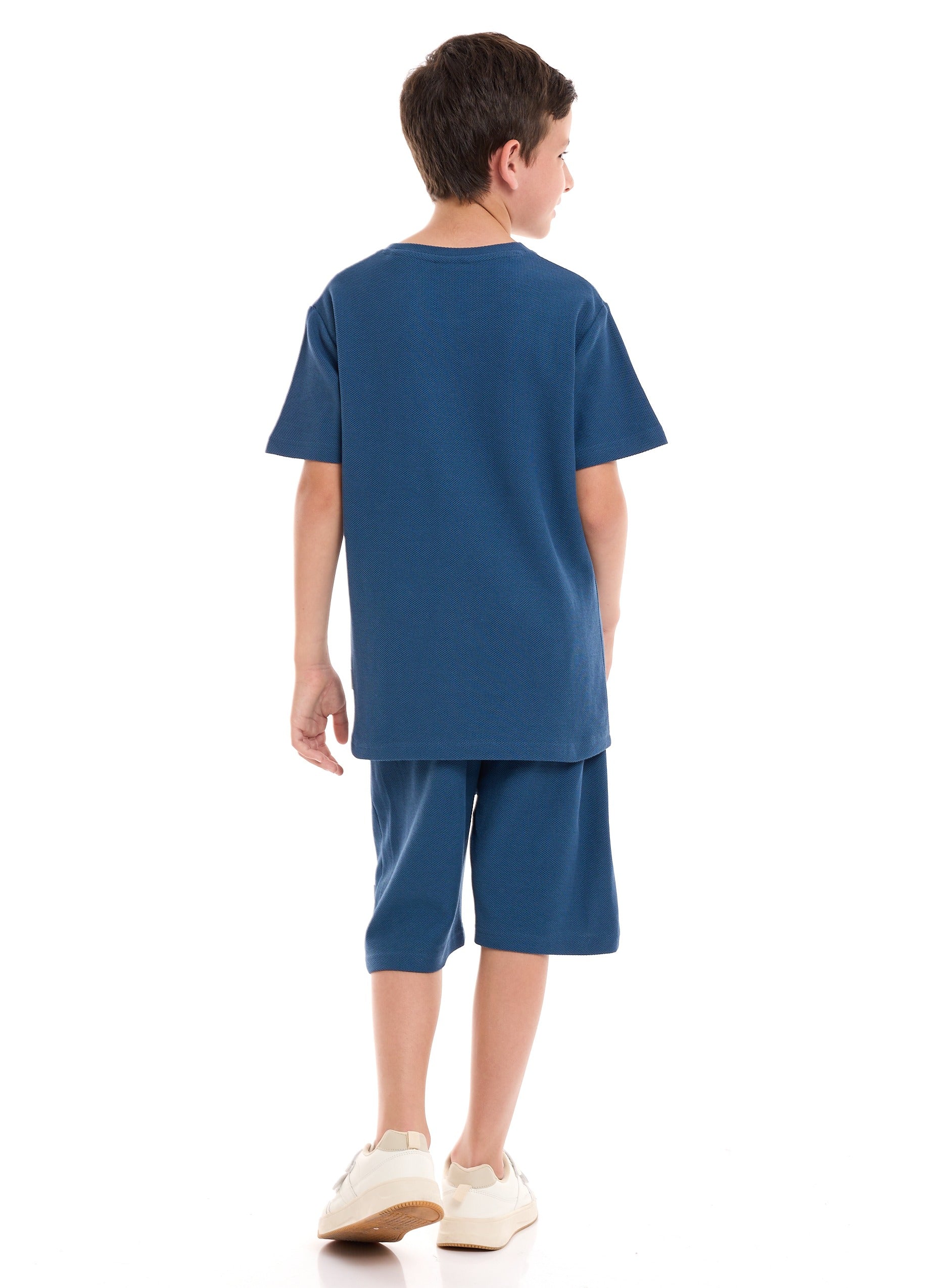 Victor and Jane Cotton Graphic Comfy Fit Half Sleeves T-Shirt & Shorts/Co-ord Set - Beige