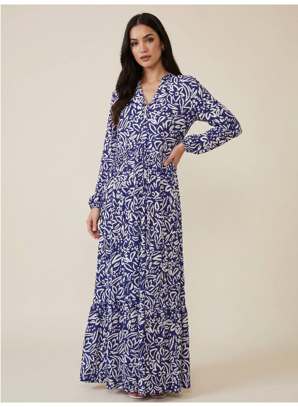 Floral Maxi Dress With Button Front
