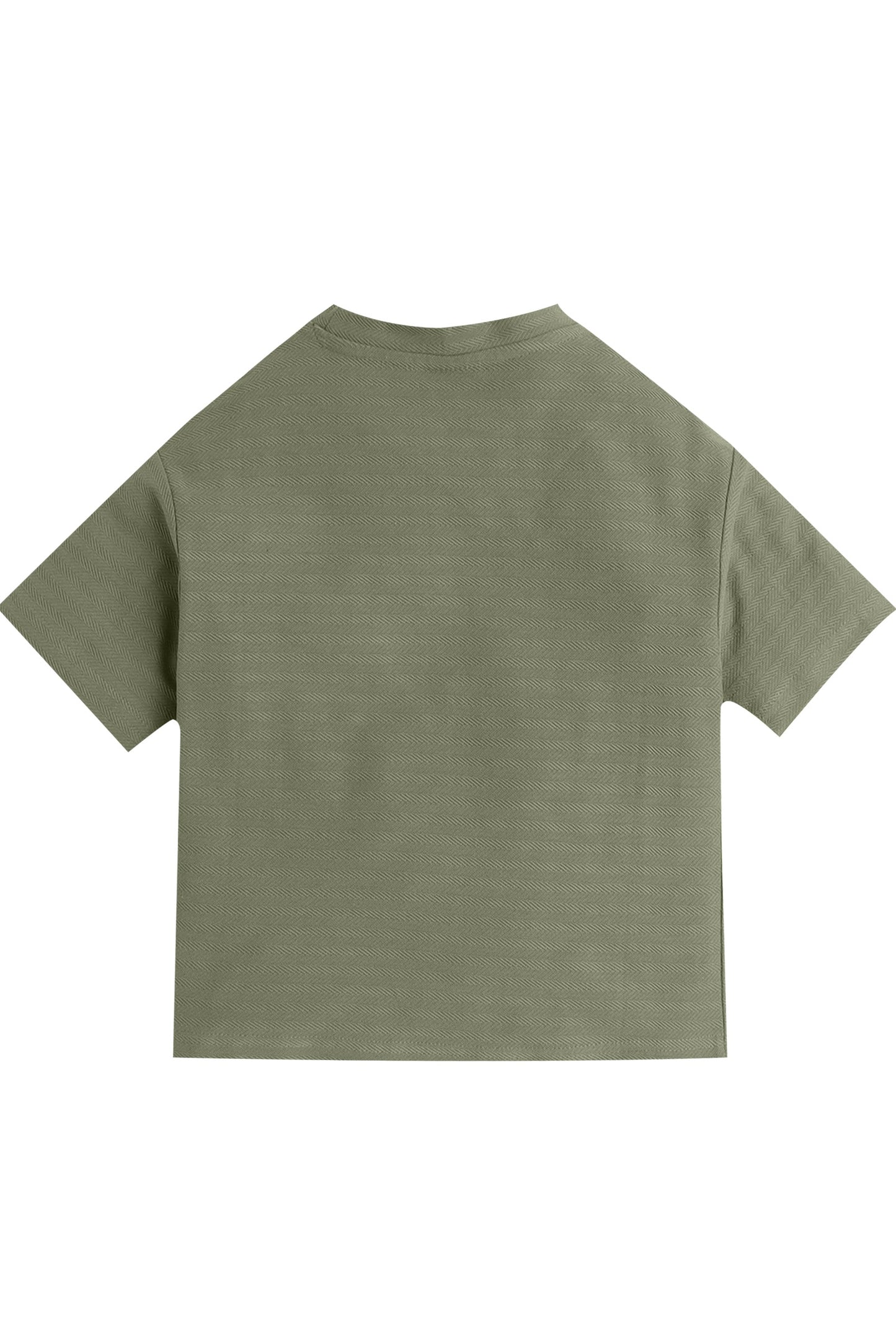 Junior Boys Textured Cotton T-Shirt - Olive Green