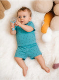 Victor and Jane Cotton All Over Printed Short Sleeve T-Shirt & Shorts/Co-ord Set - Blue