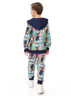 Boys' 2-Piece Printed Fullzipper Hoodie And Jogger Set Multi