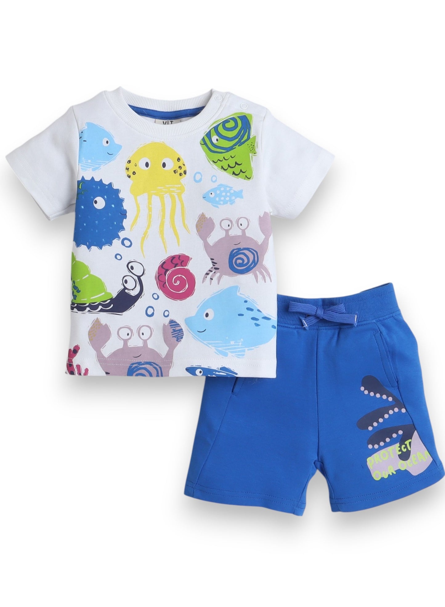 Victor and Jane Infant Boys' Cute Sea Advanture T-Shirt and Shorts Set