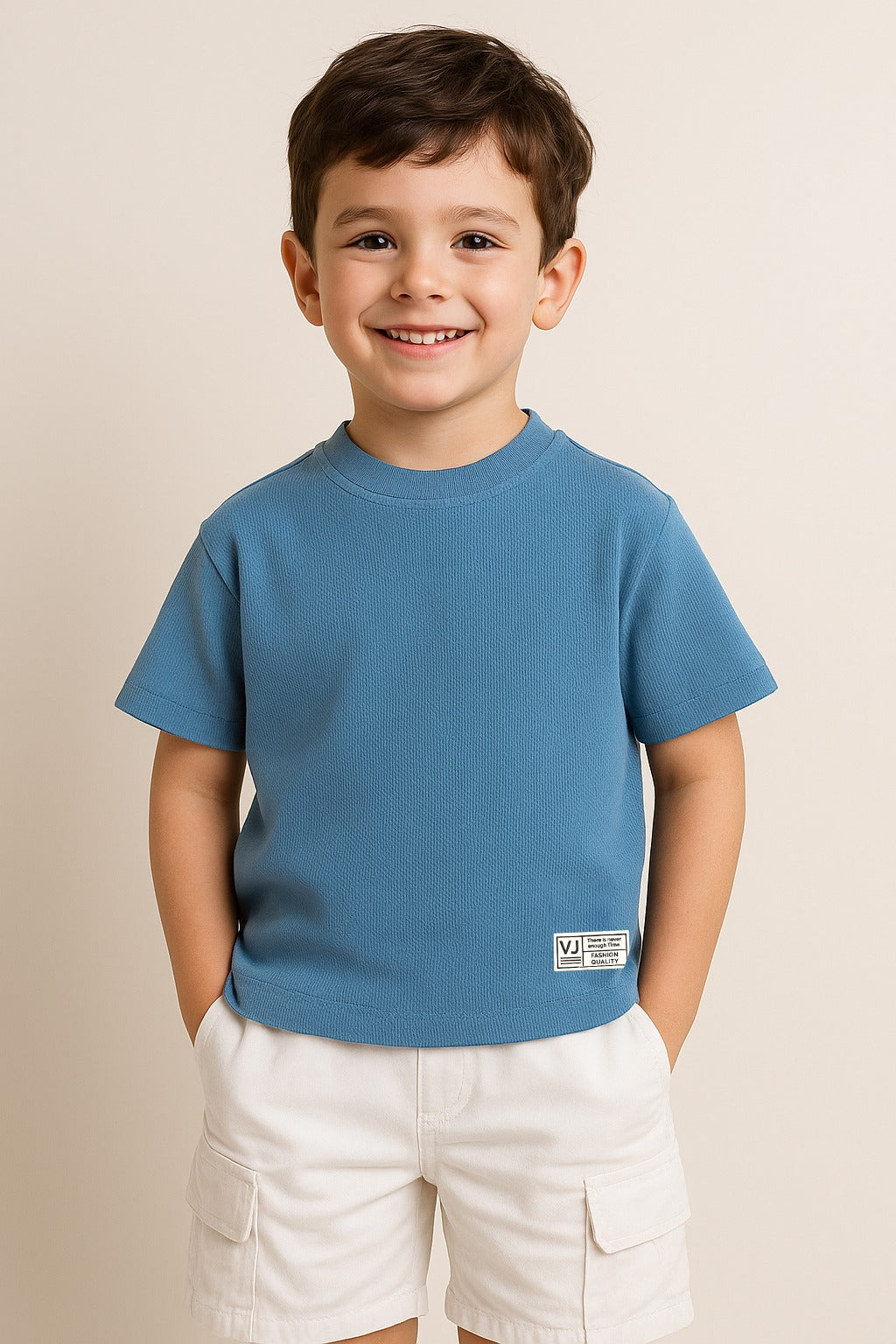 Junior Boys Cotton T-Shirt - Winter Blue
