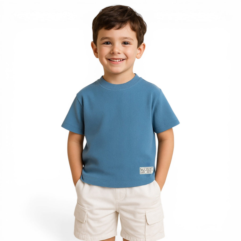 Junior Boys Cotton T-Shirt - Winter Blue