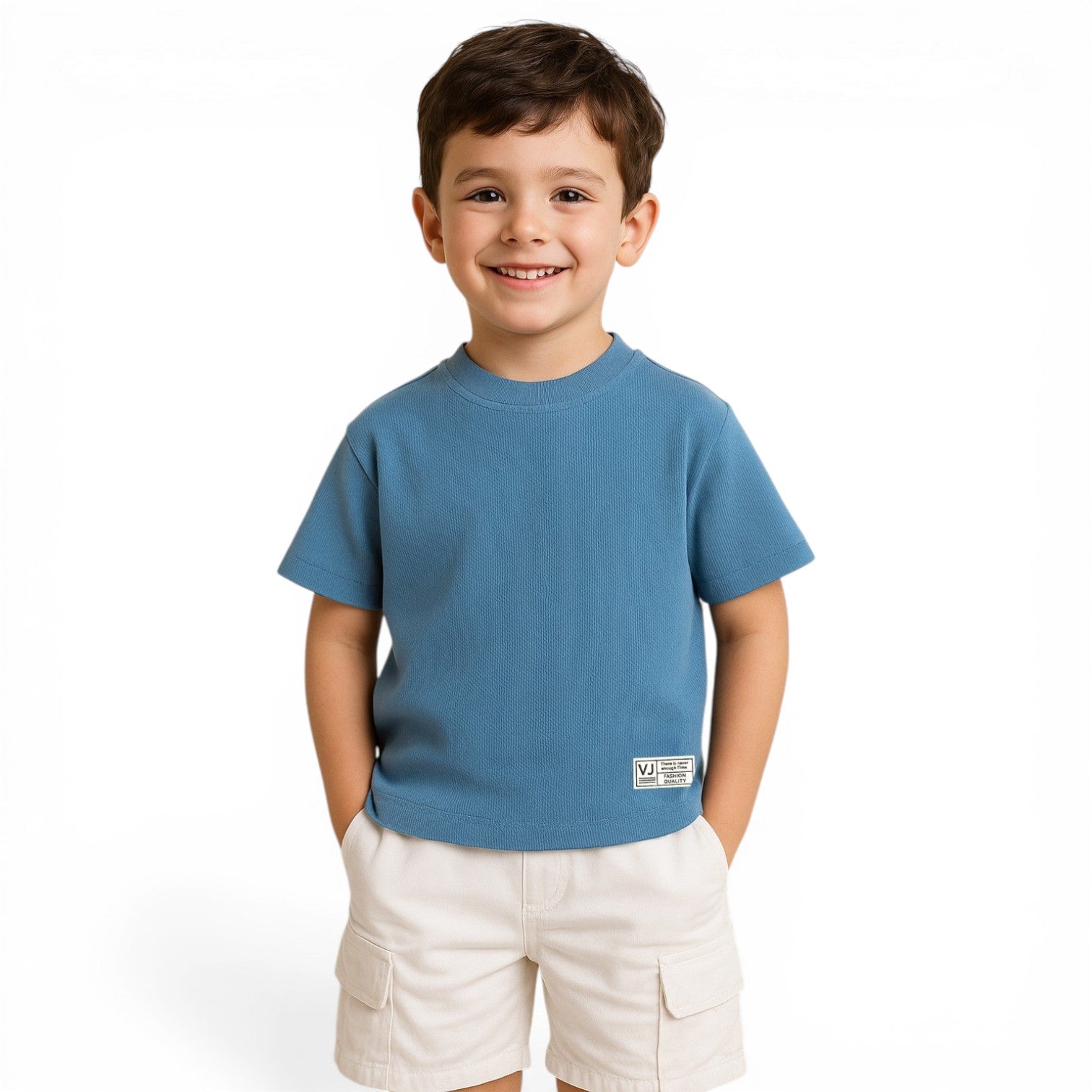 Junior Boys Cotton T-Shirt - Winter Blue