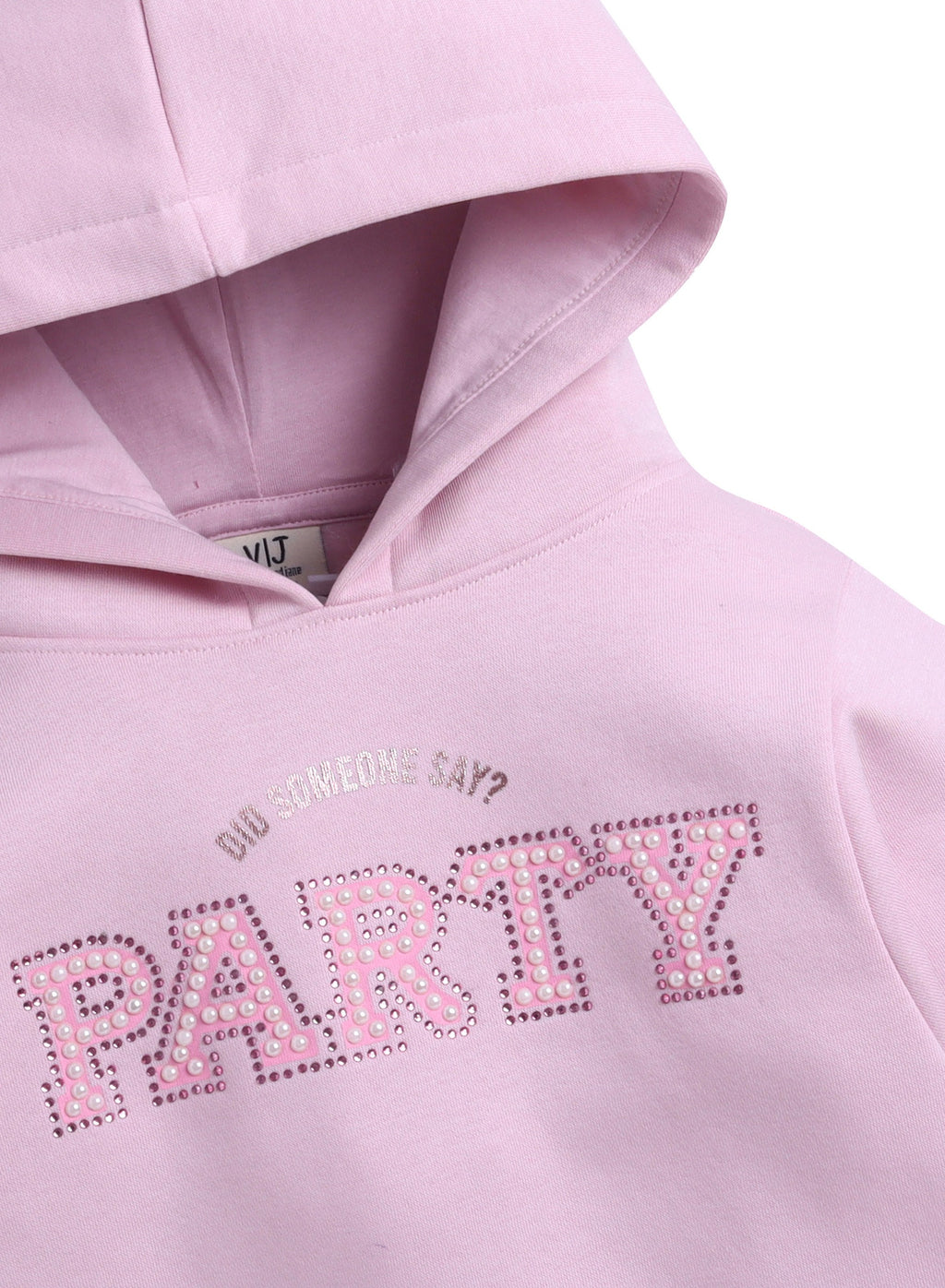 Girls Party Layered Fleece Hoodie “ Pink