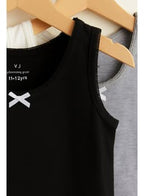 "3-Pack Girls' Cotton Vests “ Neutral Basics In Black, White & Grey "