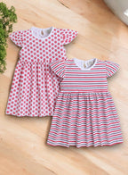 Victor And Jane - All-Over Printed Cap Sleeve - Dress (Pack Of 2)