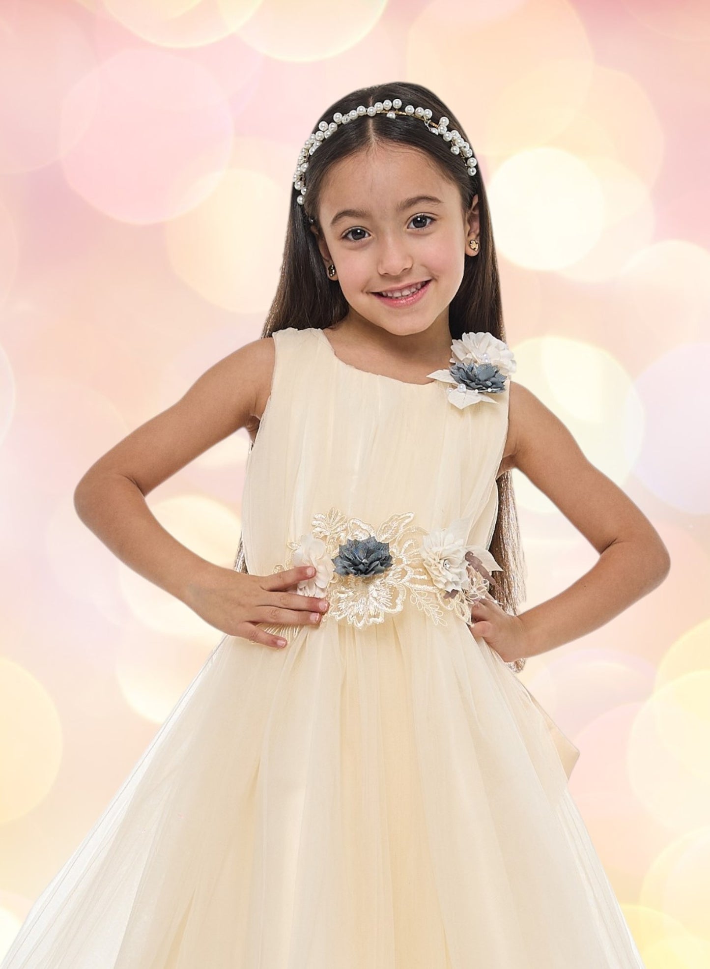 Girls Champagne Tulle Dress