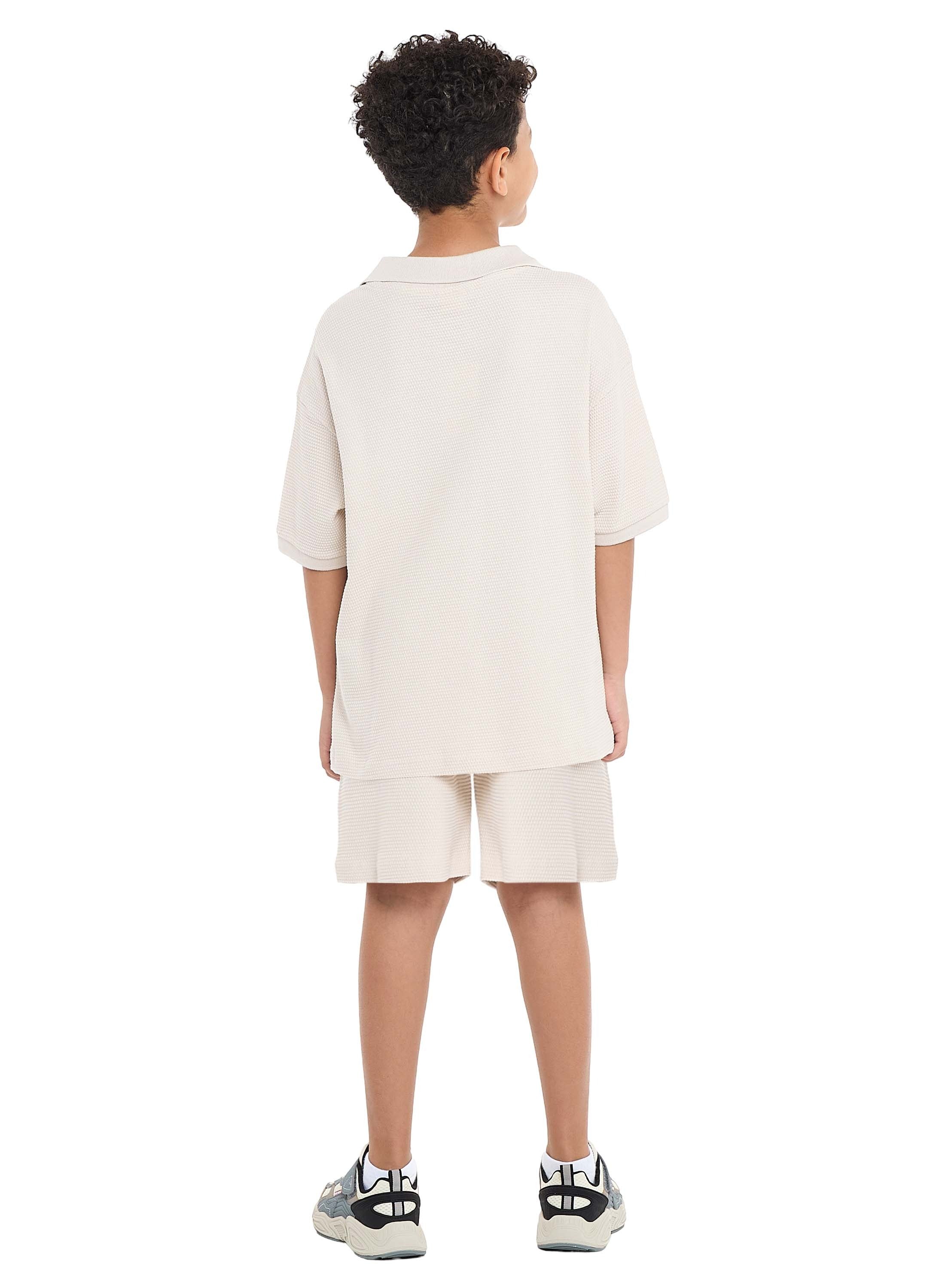 Victor And Jane Boys' Jacquard Set “ 2-Piece Outfit With Pockets, Polo T-Shirt And Shorts
