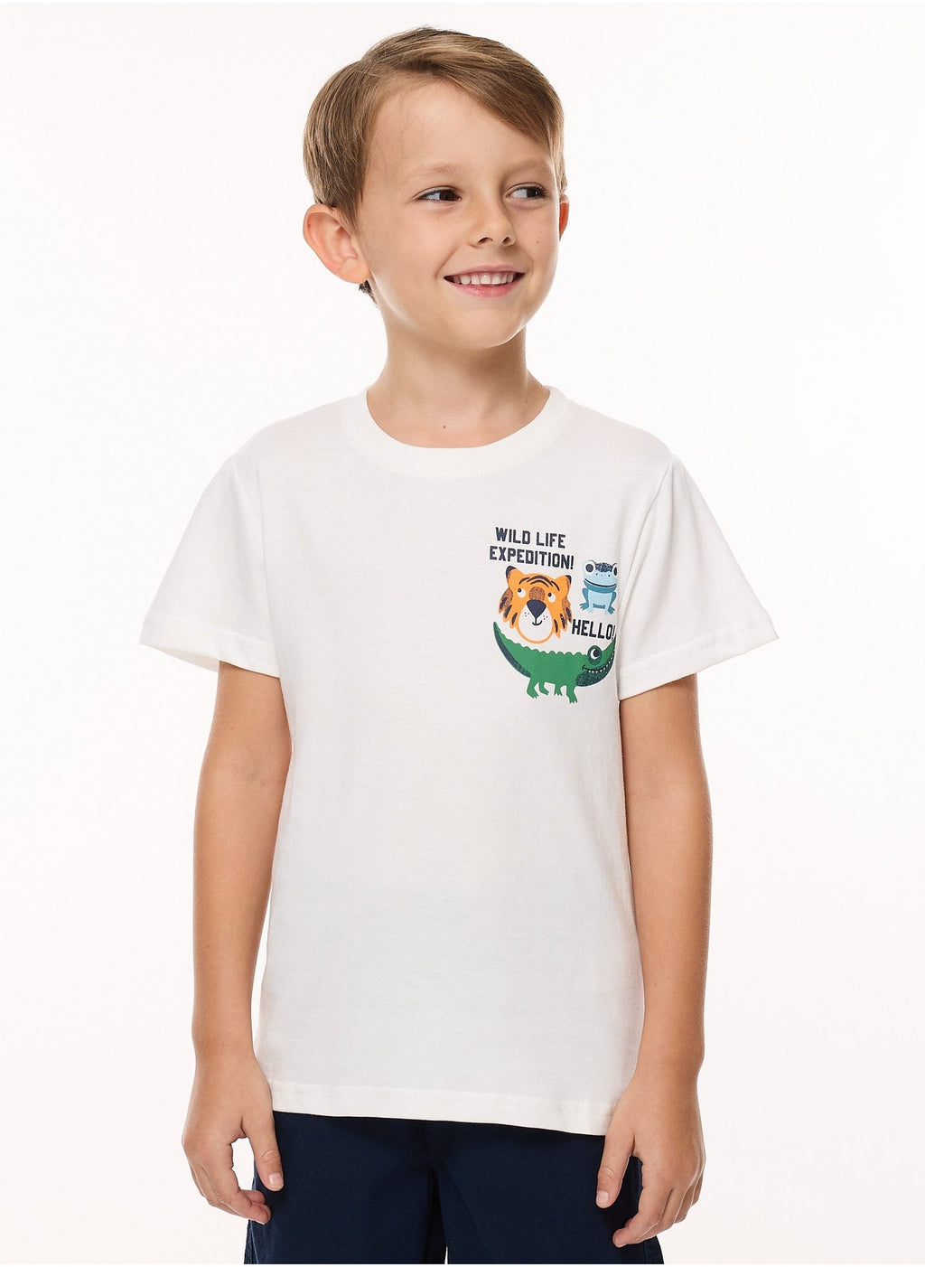 Victor And Jane Classic Navy Cotton T-Shirt & Pull-On Shorts Set With Elasticated Waist