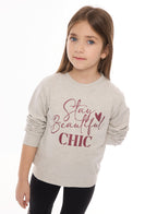 Girls Pullover - Glitter Print - Light Grey