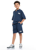 Boys' Jacquard Set “ Navy 2-Piece Outfit With Pockets, Polo T-Shirt And Shorts