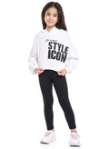 Girls Style Icon Fleece Tracksuit “ Cream & Black Pinstripe 2-Piece Set