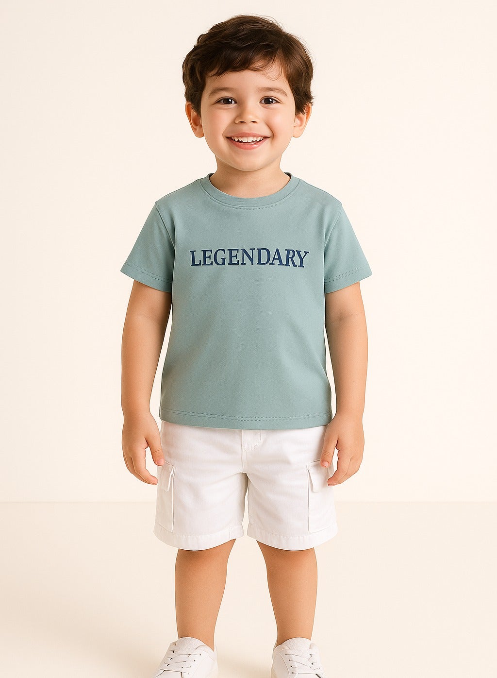 Junior Boys T-Shirt – “LEGENDARY” Slogan – Soft Blue (2Y-9Y)