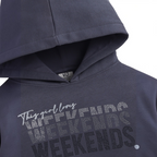 victor and jane dark grey cotton hoodie with embellished rhinestone graphic text on the chest