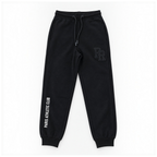 victor and jane black fleece jogger pants with Paris Athletic Club text and embroidered PR logo on white background