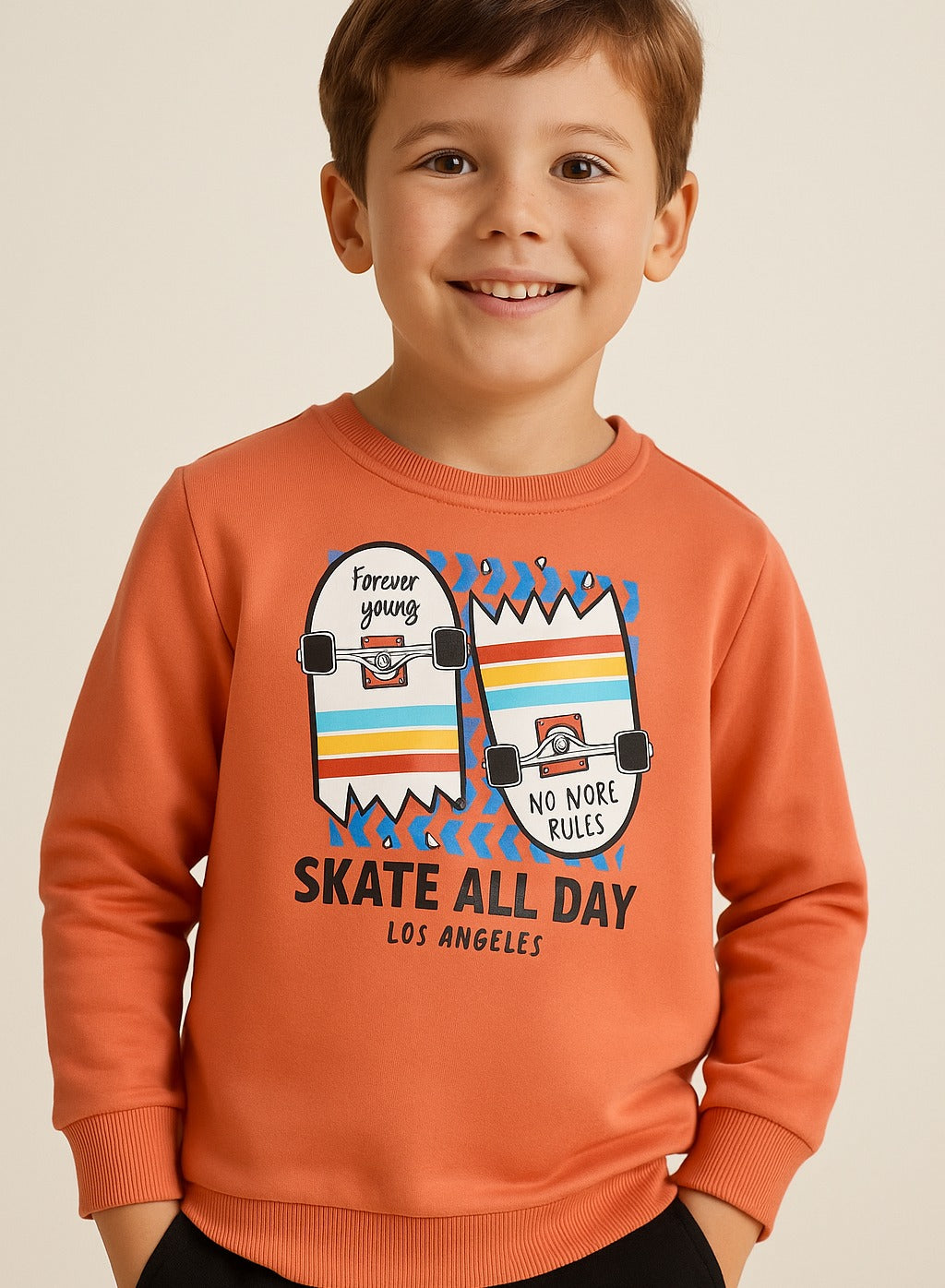 Boys' Coral "Skate All Day" Graphic Sweatshirt