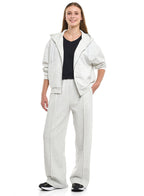 2 Piece Set-  Zip-Front Hoodie & Wide-Leg Trousers Set