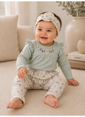 Baby Girls Long Sleeve Bodysuit & Ruffle Pants Set with Headband (3-Piece Set)