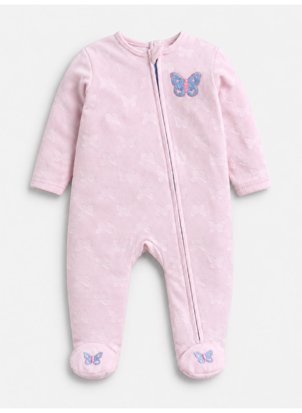 Baby Girls Butterfly Print Footed Onesie