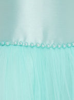 Chic Green Satin  Party Dress With Mesh & Decoration