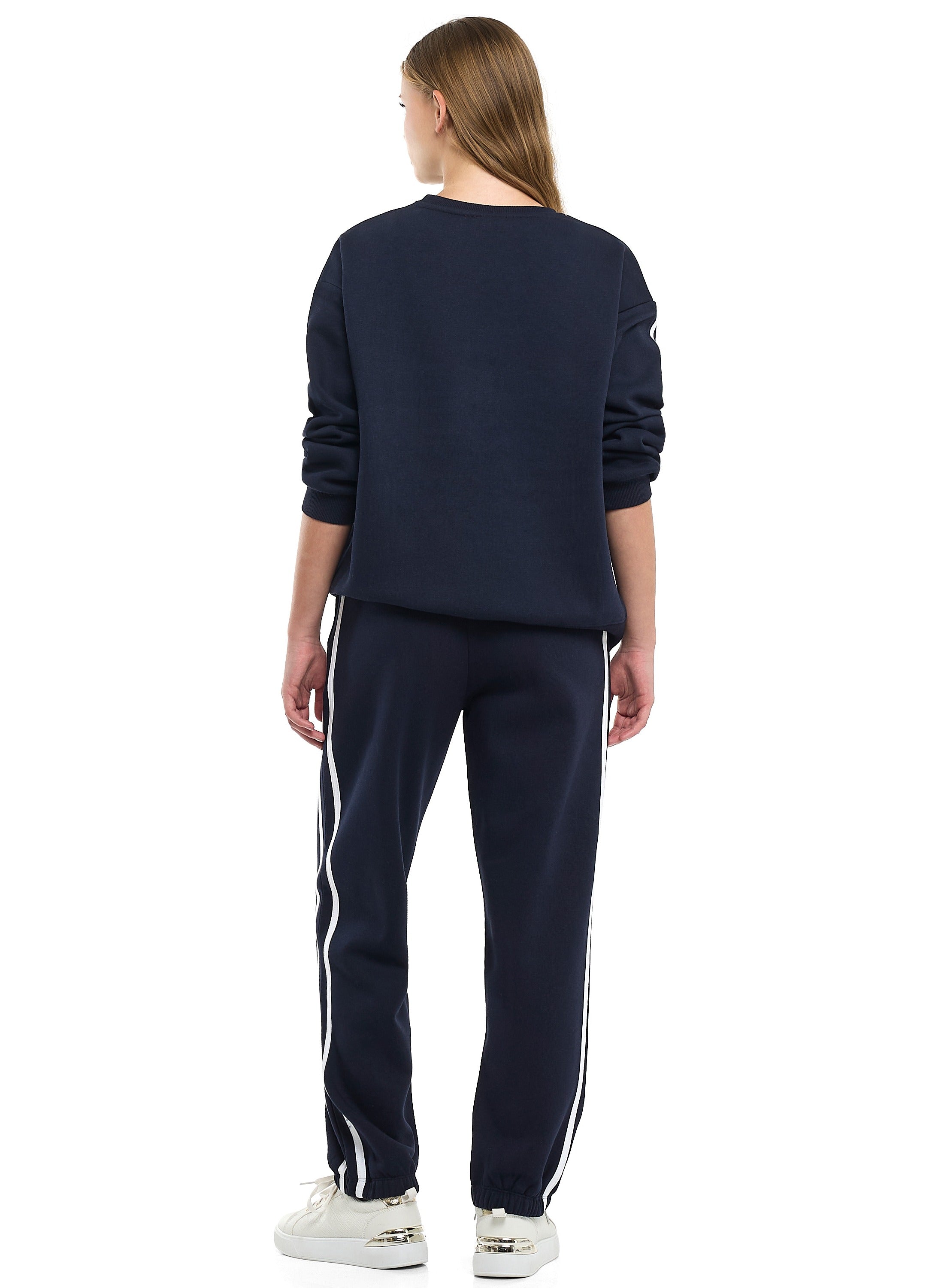 Girls Œparis France” Cotton Fleece 2-Piece Set - Navy