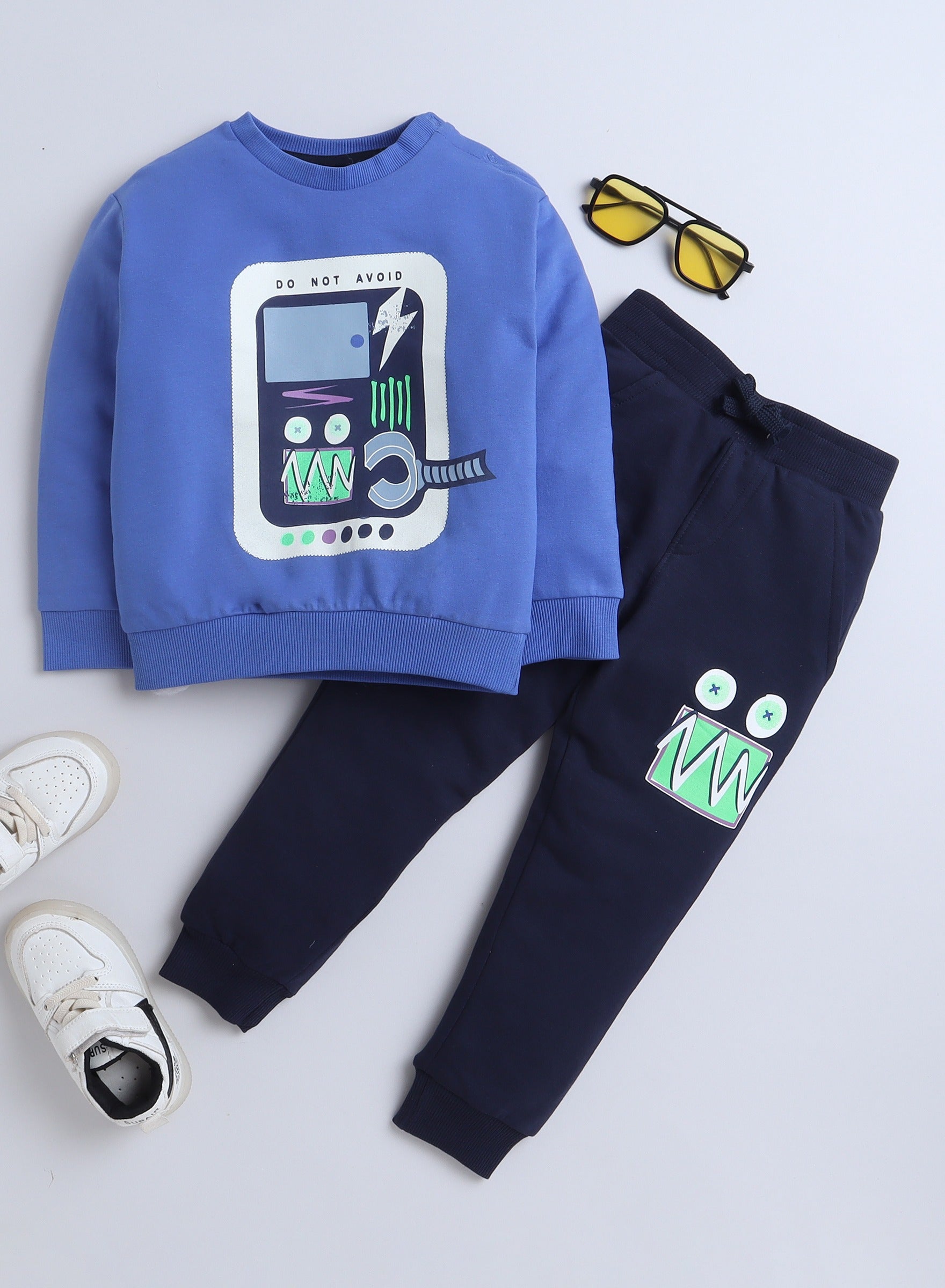 Boys' 2-Piece Set- Sweatshirt And  Jogger Set - Blue -Navy