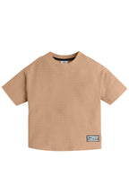 Junior Boys Textured Cotton T-Shirt - Beige