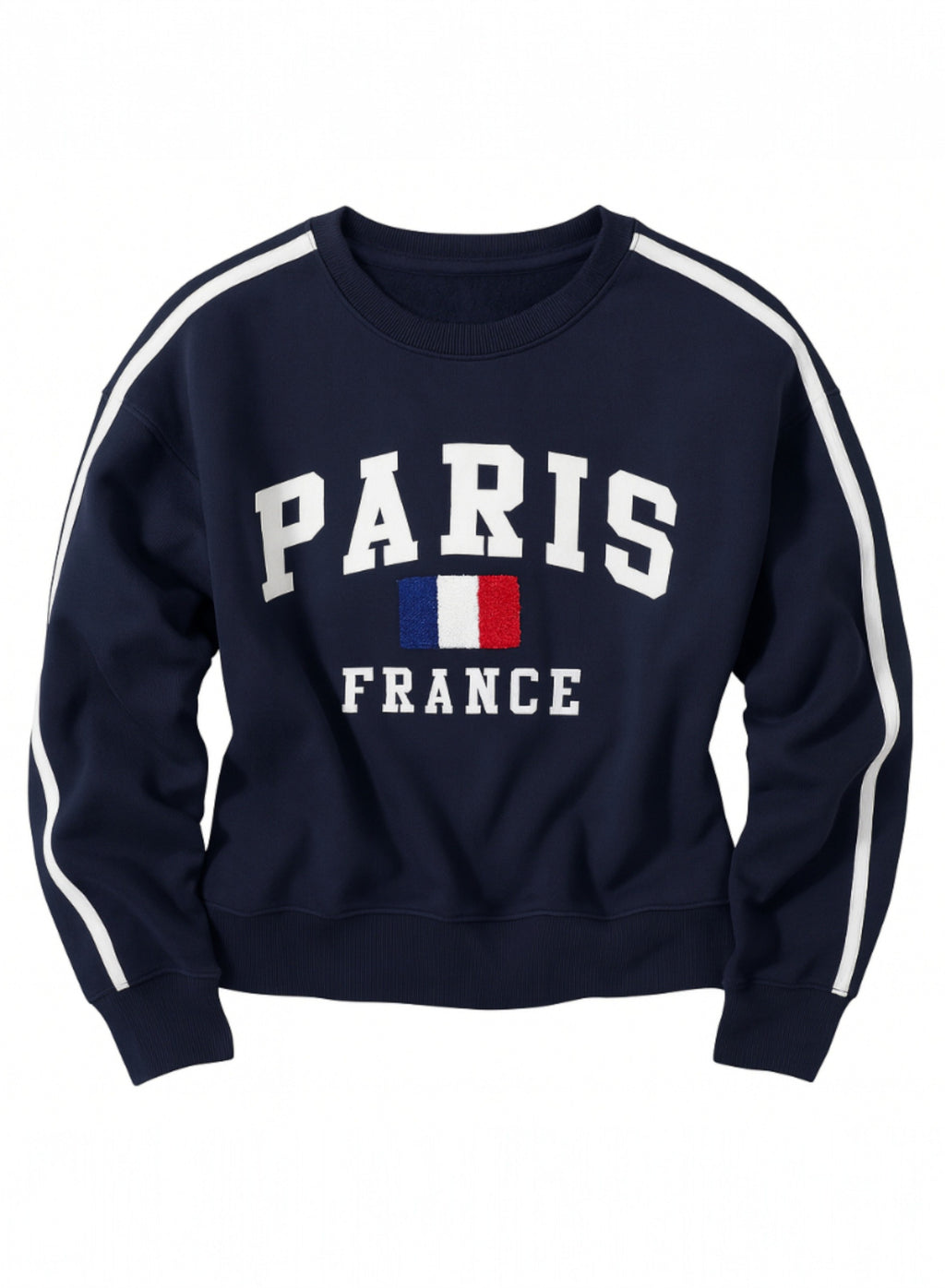 Girls Œparis France” Cotton Fleece 2-Piece Set - Navy