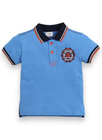 Victor & Jane Junior Boys' Polo T-Shirt “ Blue Colour With Embroidered Label Detail