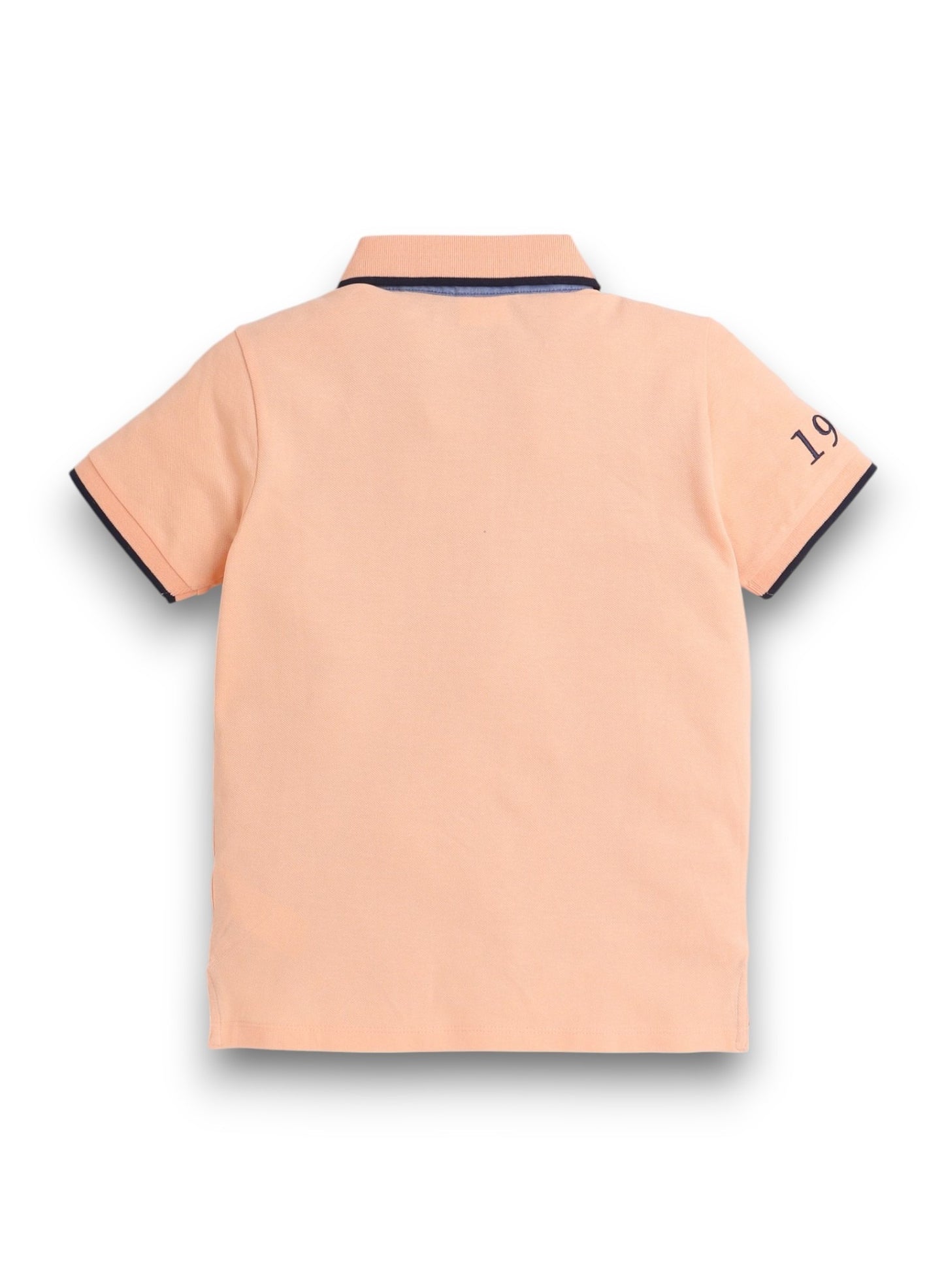 Victor & Jane Boys' Polo T-Shirt – Orange colour with Embroidered Label Detail