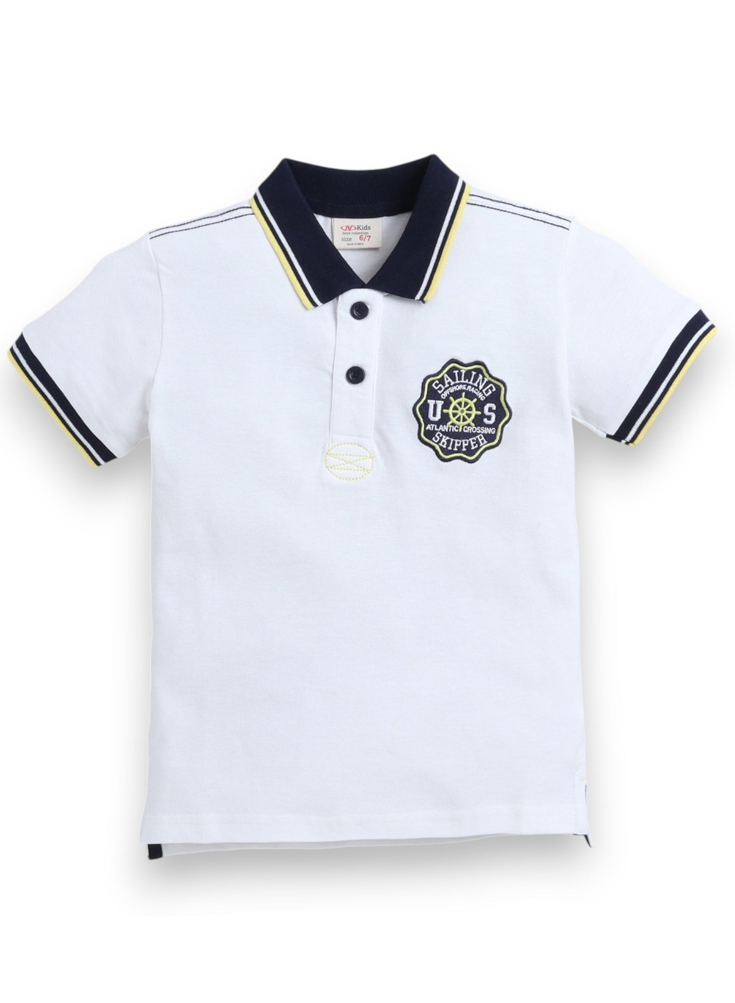 Boys' Polo T-Shirt with Label detail – White colour