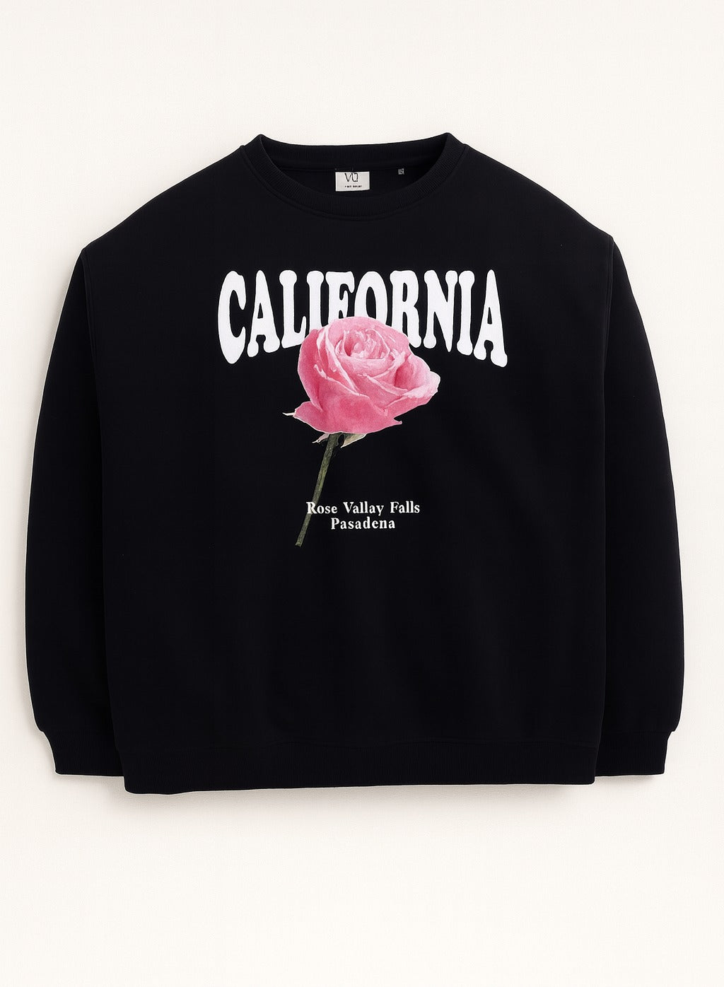California Rose Graphic Sweatshirt – 100% Cotton Fleece | Photographic Puff Print