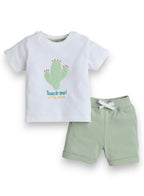 Victor And Jane Infant 2Pc Set, T-Shirt With Cute Cactus And Grey Shorts