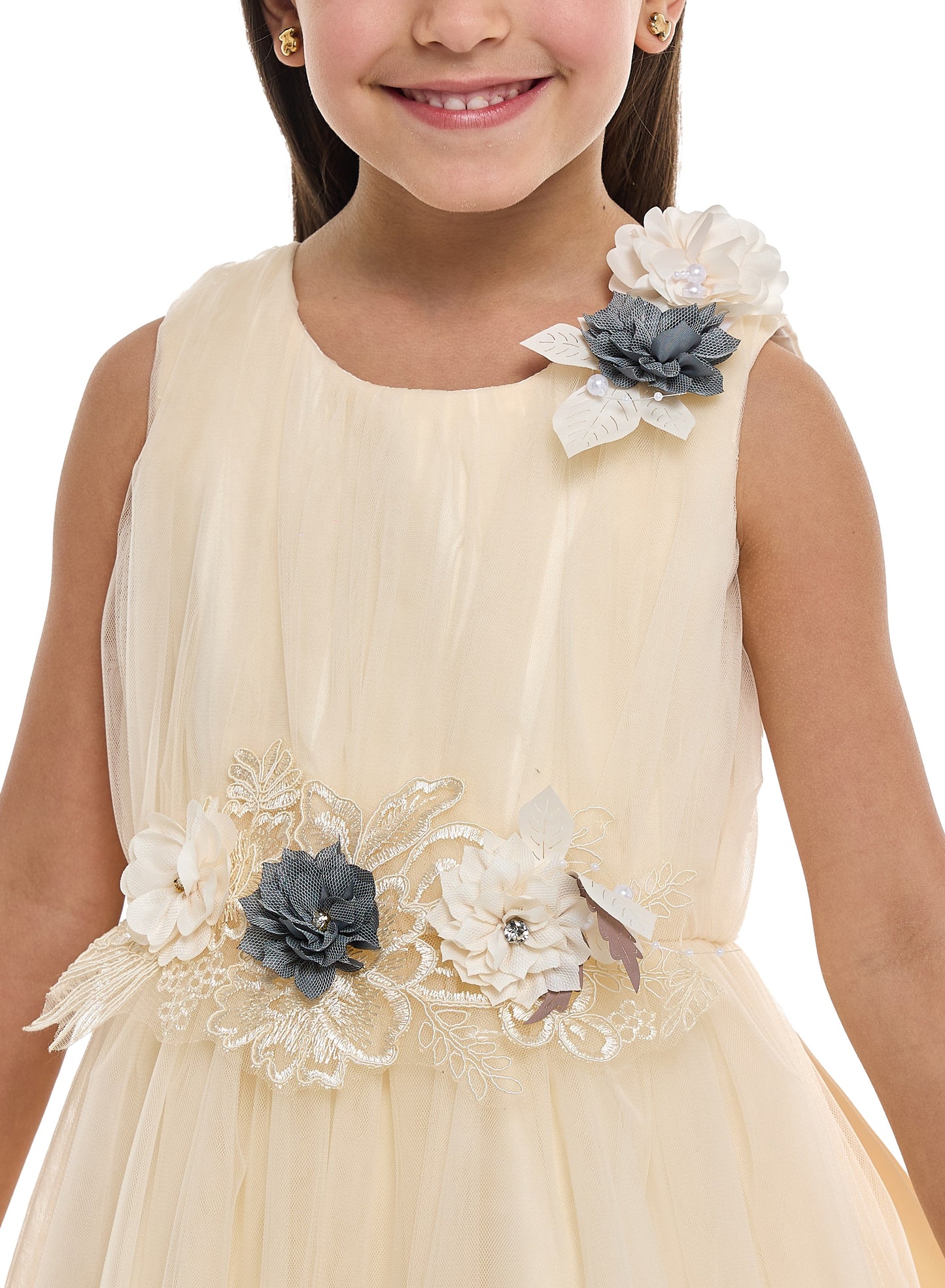 Girls Champagne Tulle Dress