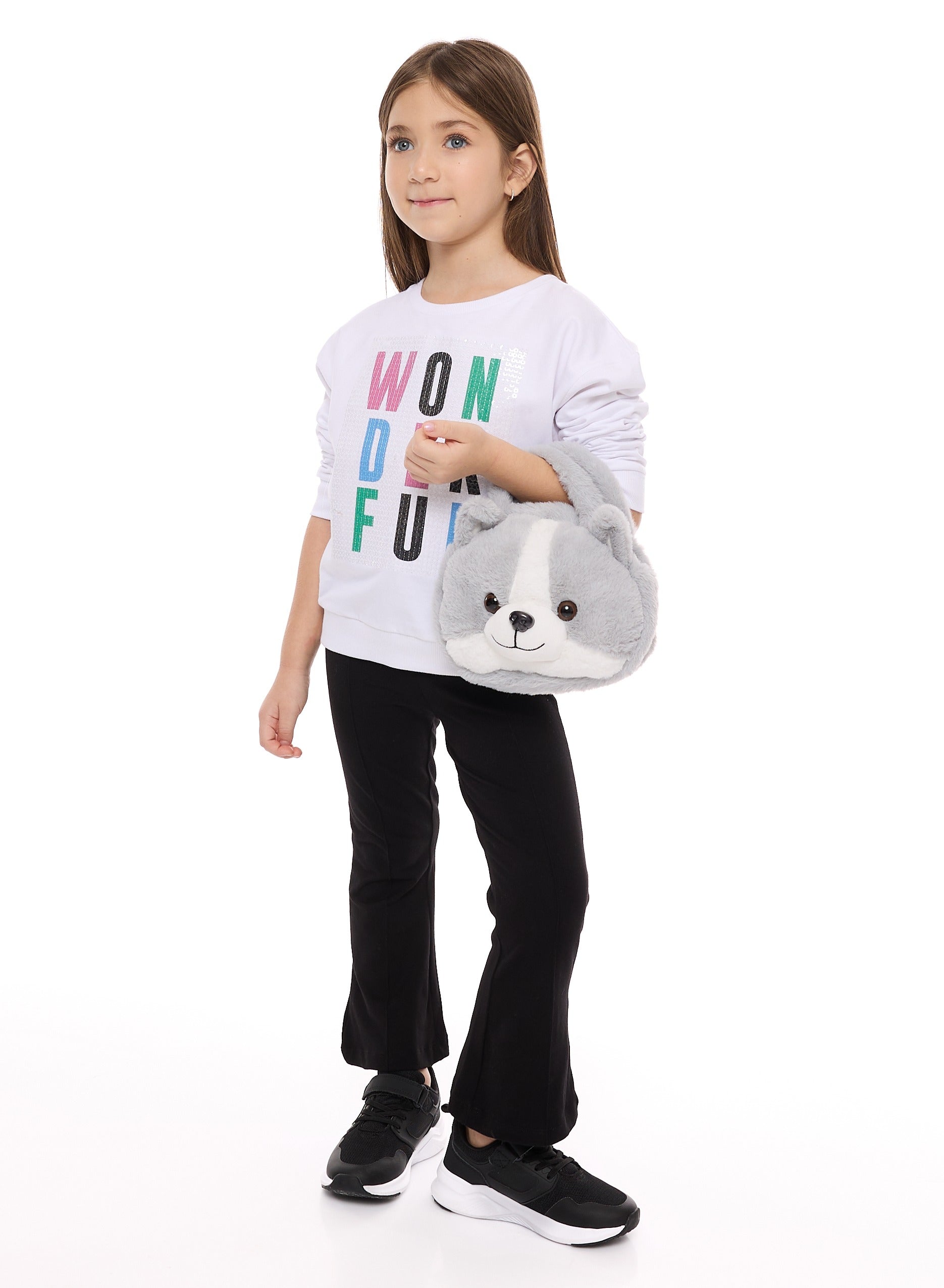 Victor And Jane Girls Set With Sequins Embroidered Top And Flared Leggings