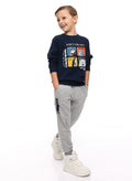 Boys' 2-Piece Sweatshirt And Jogger Set Navy-Grey Mil