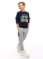 Boys' 2-Piece Sweatshirt And Jogger Set Navy-Grey Mil
